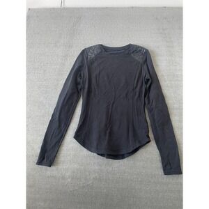 Lululemon Shirt Women S Black Run Ice Queen Quilted Crew Neck Athleisure Gym